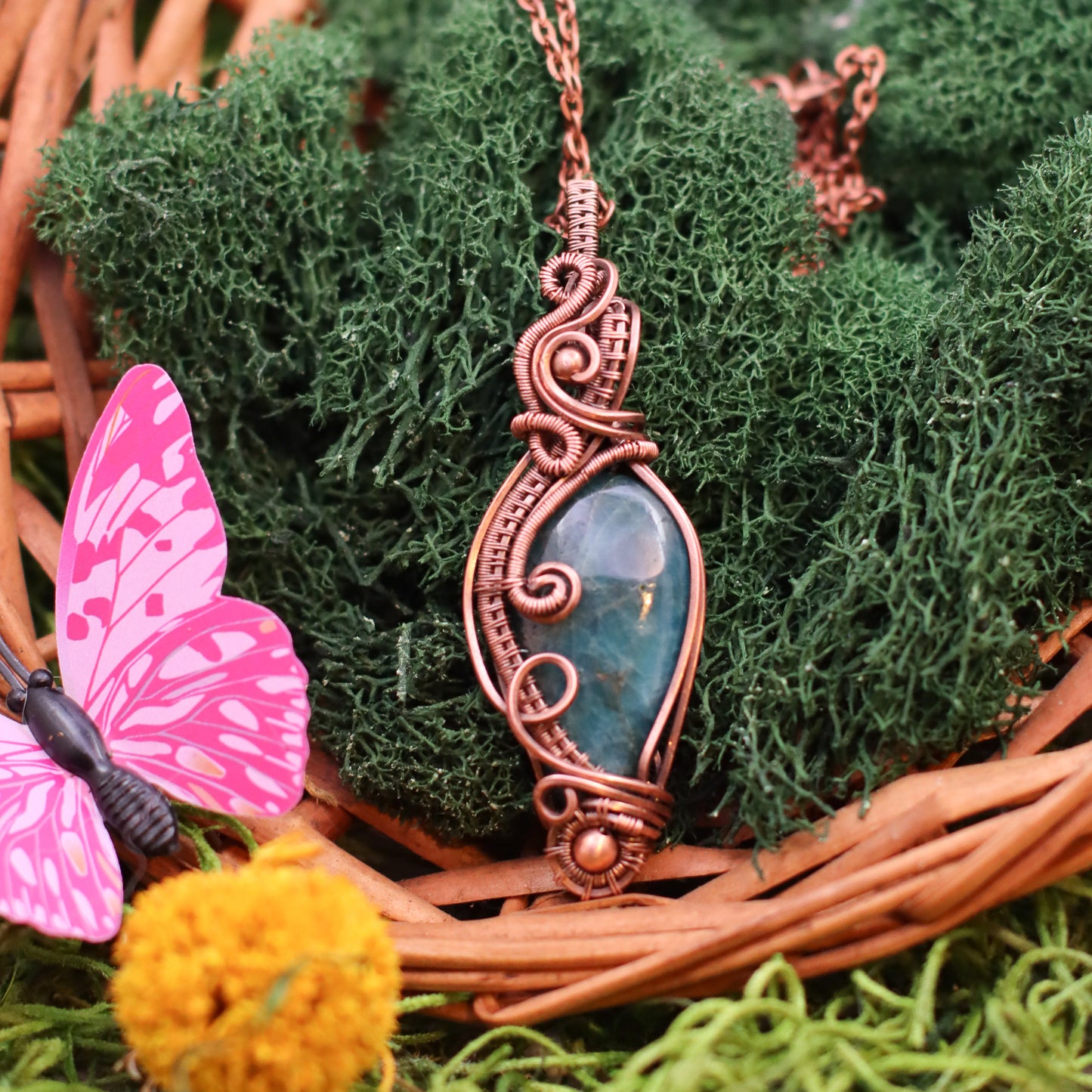 SPECIAL Blue Apatite & Aged Copper Necklace