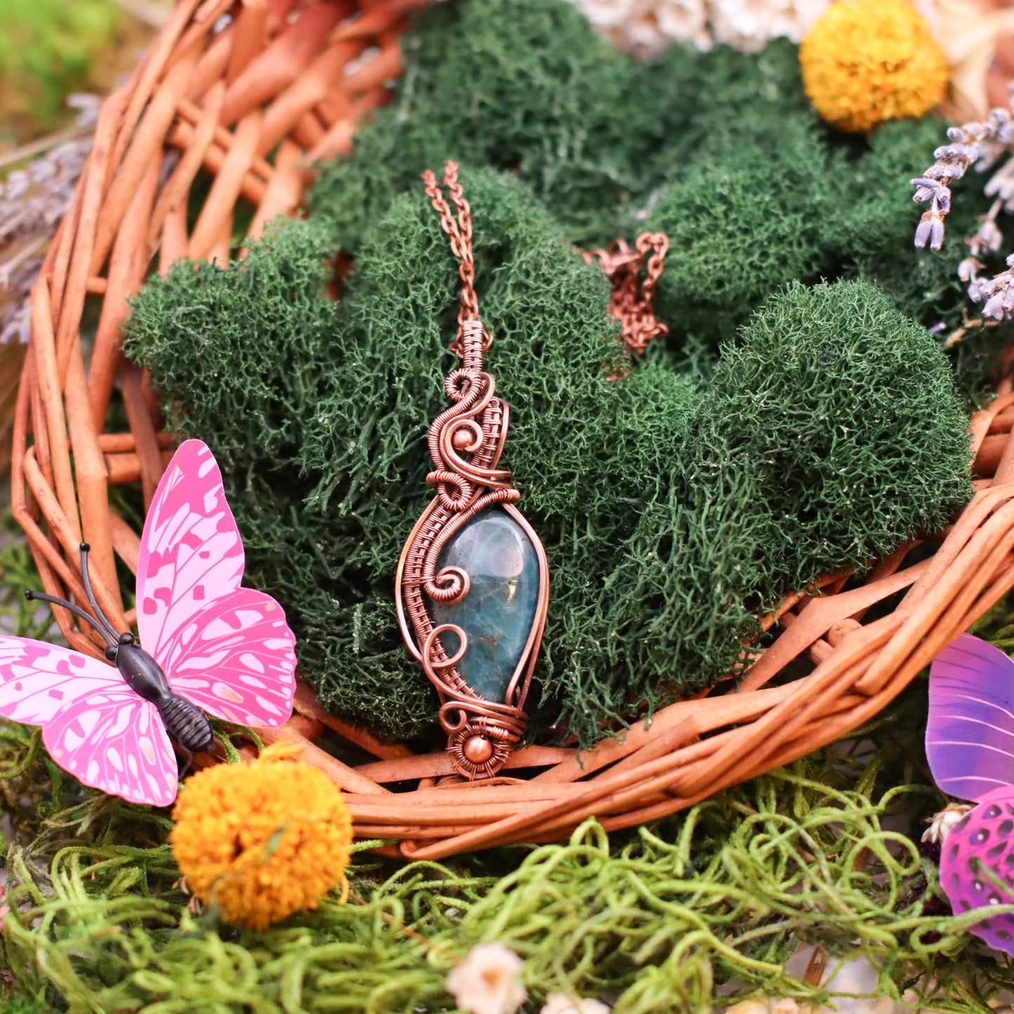 SPECIAL Blue Apatite & Aged Copper Necklace
