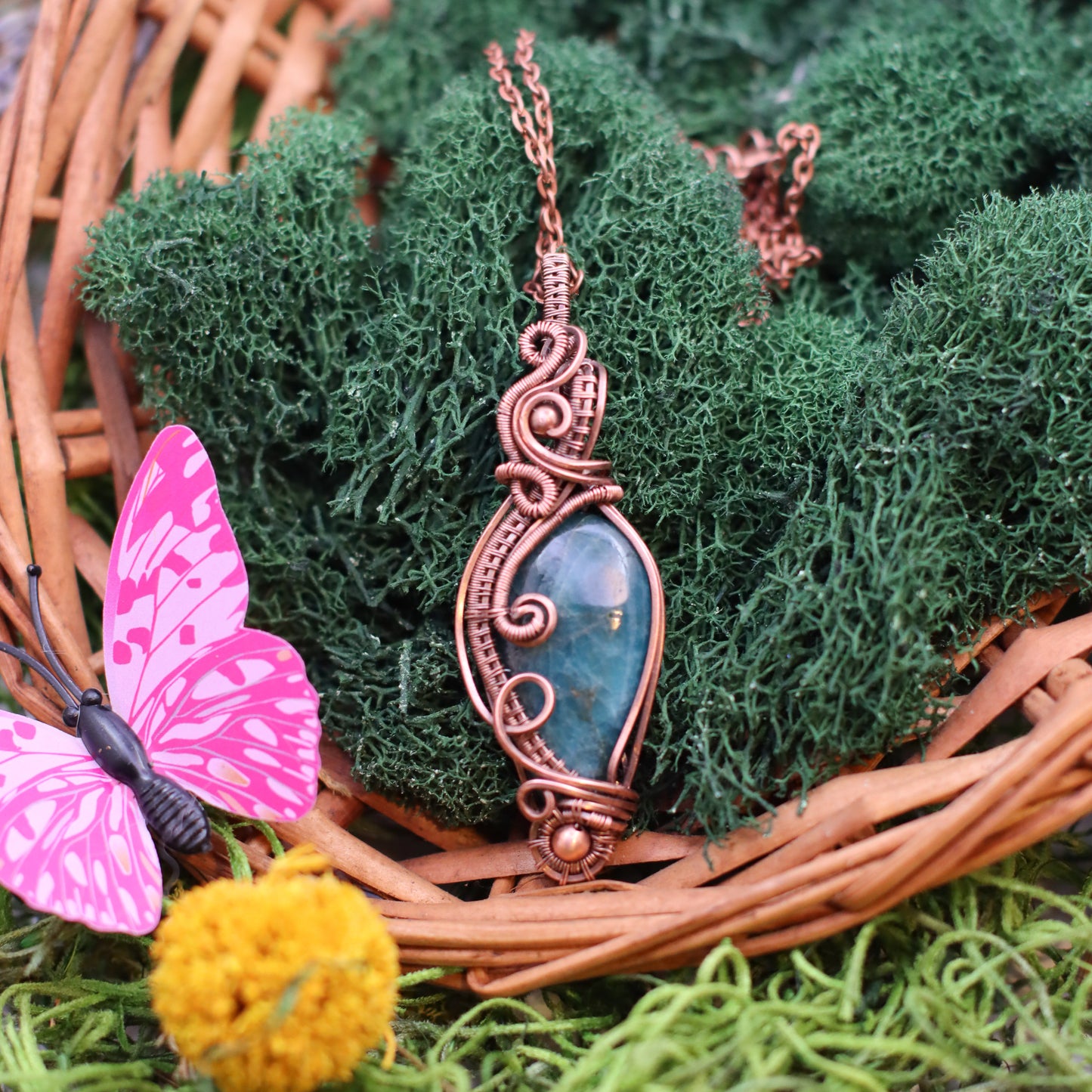 SPECIAL Blue Apatite & Aged Copper Necklace