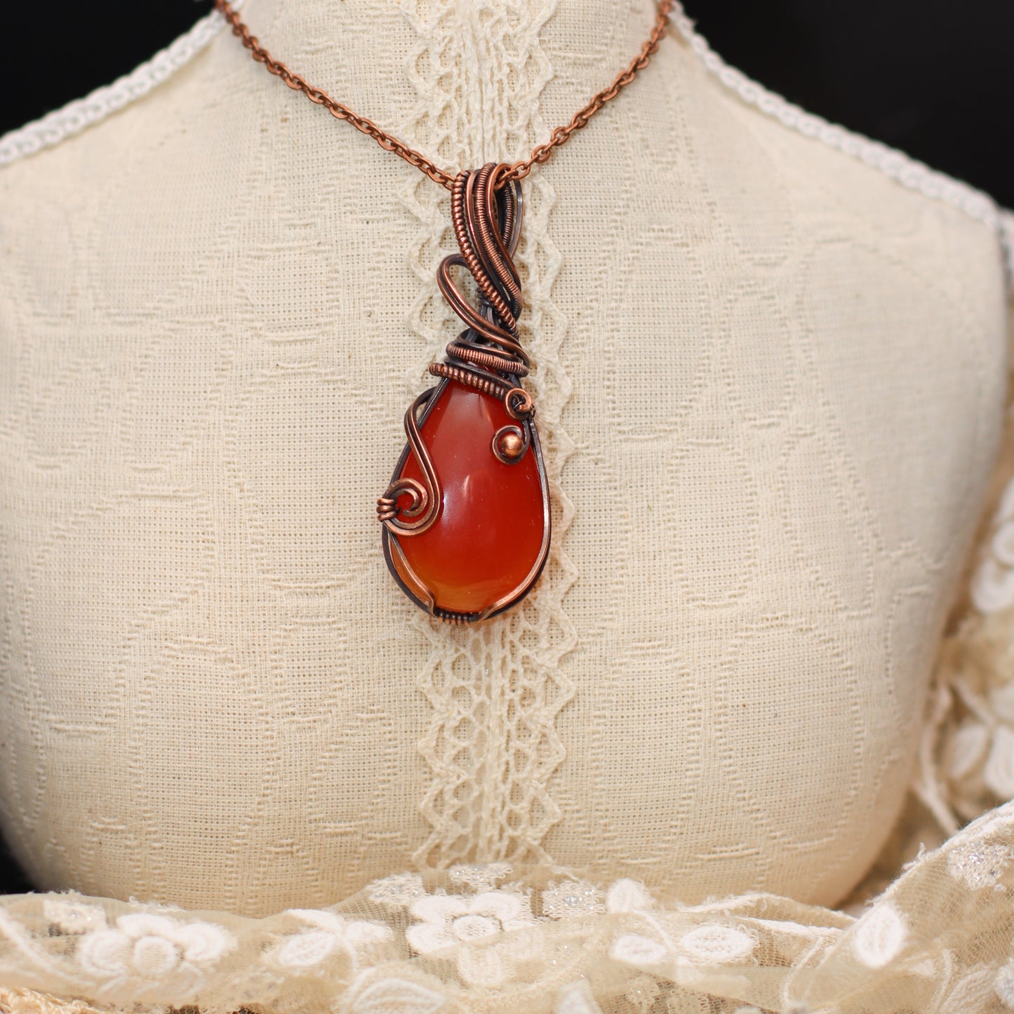 BOLD Carnelian & Aged Copper Necklace