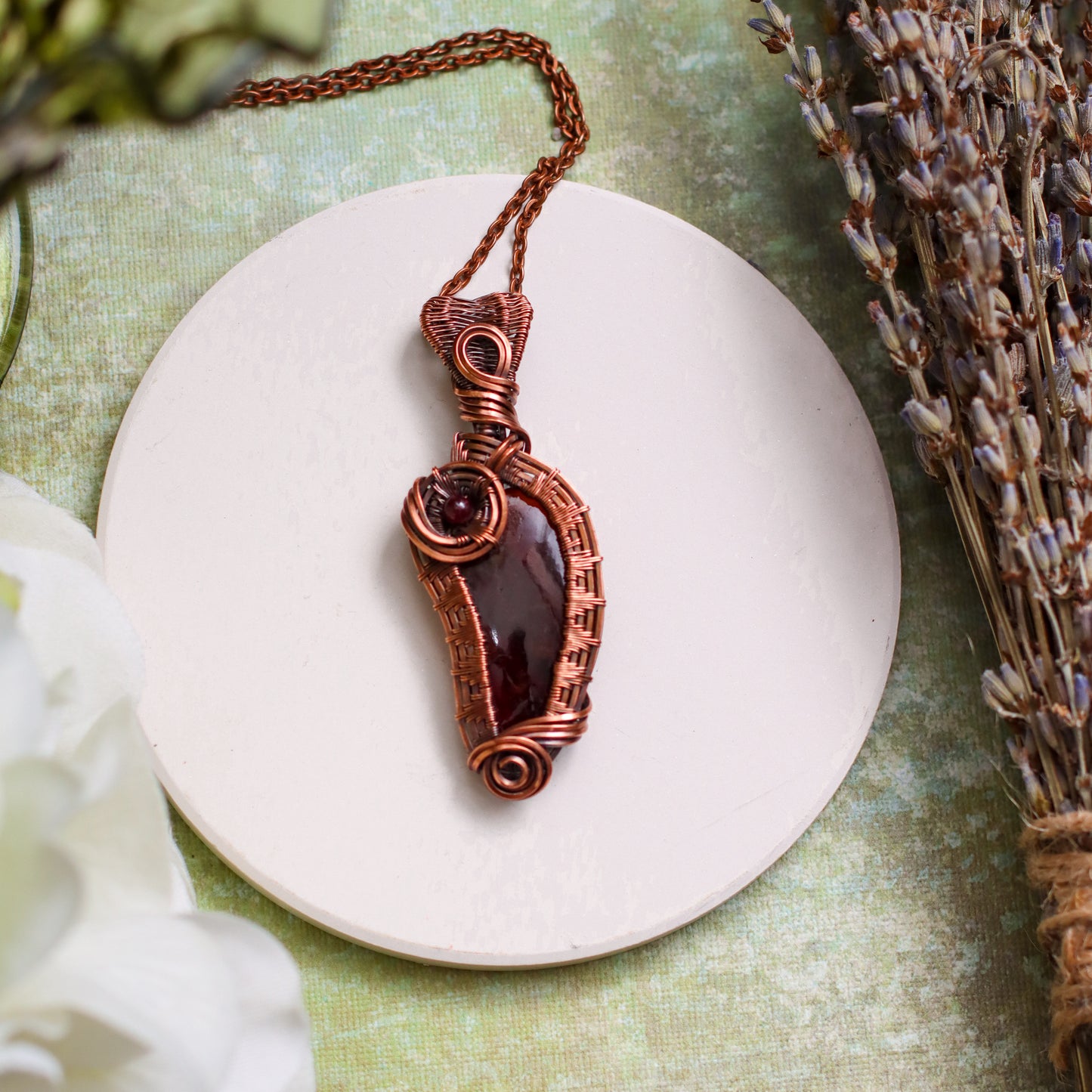 UNIQUE Garnet & Aged Copper Necklace
