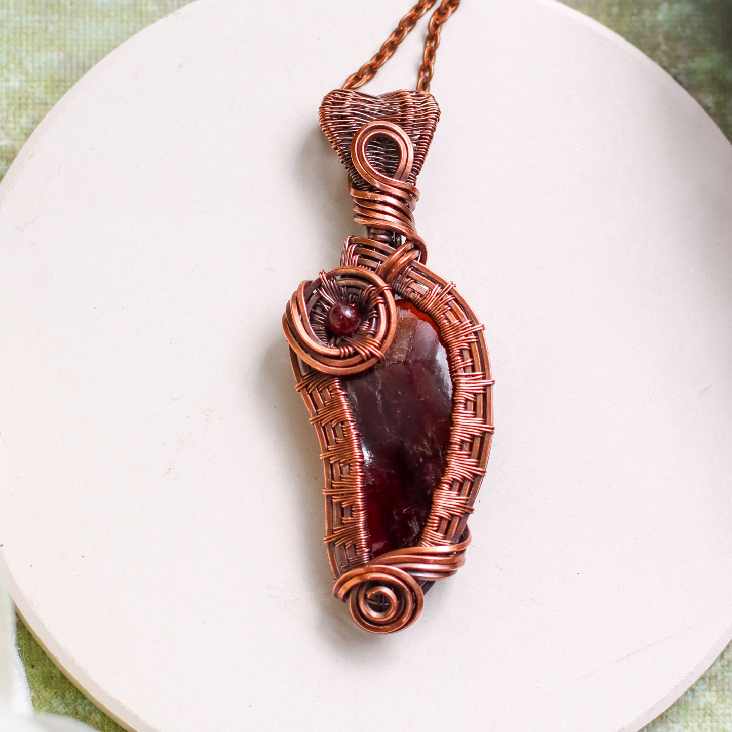 UNIQUE Garnet & Aged Copper Necklace