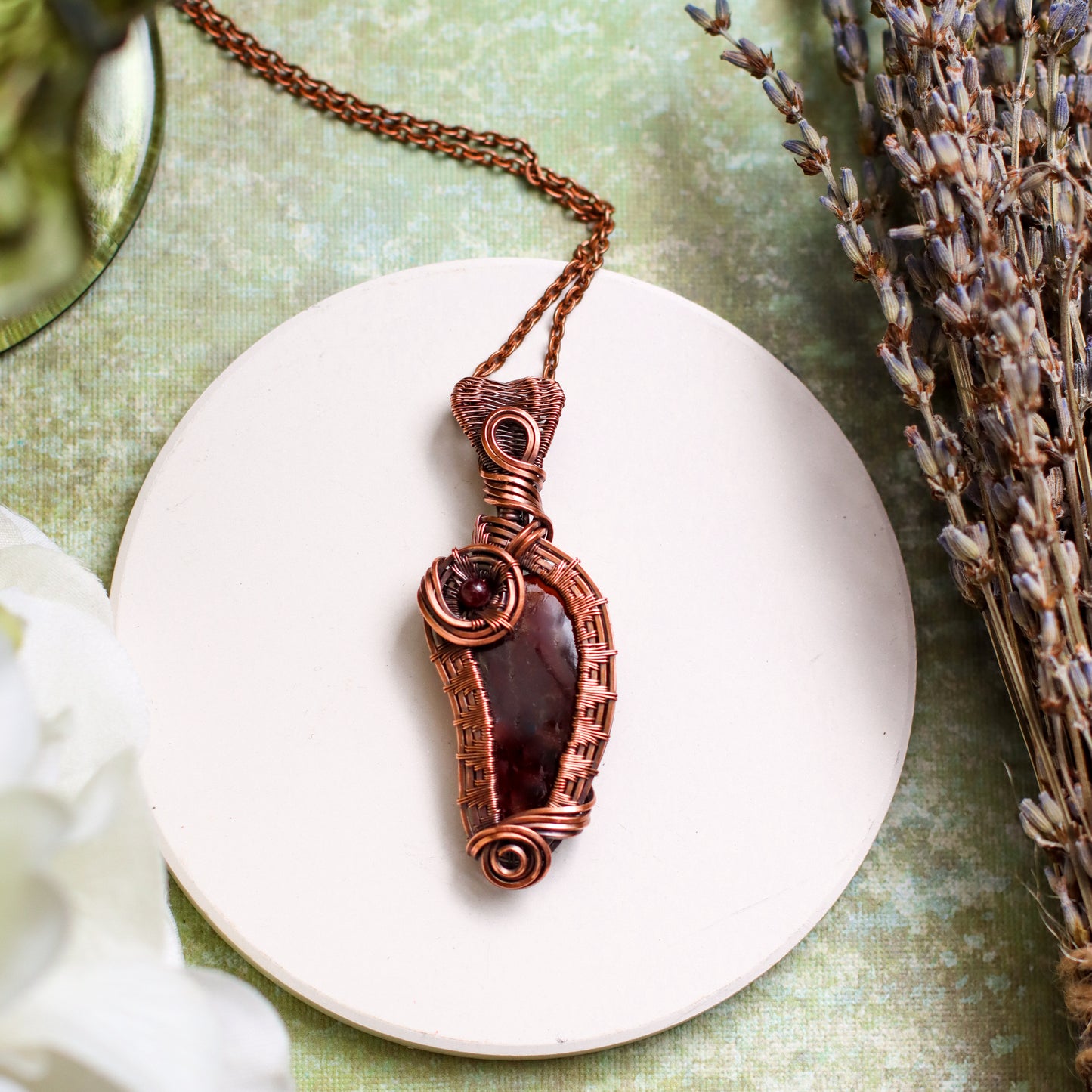 UNIQUE Garnet & Aged Copper Necklace