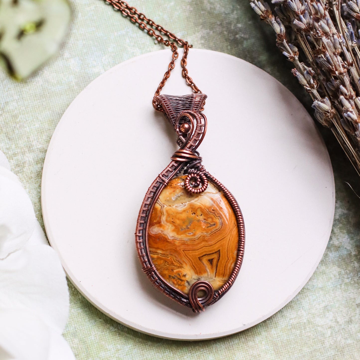 LARGE Crazy Lace Agate & Aged Copper Necklace