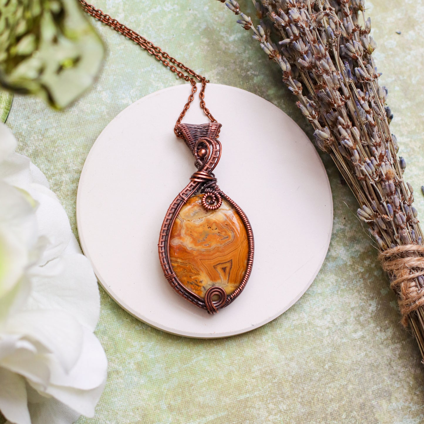 LARGE Crazy Lace Agate & Aged Copper Necklace