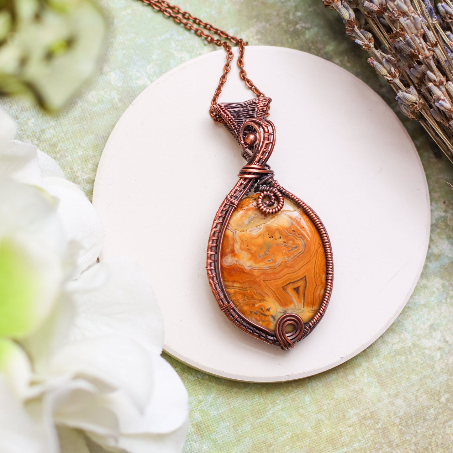 LARGE Crazy Lace Agate & Aged Copper Necklace