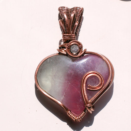 Fluorite Heart & Aged Copper Necklace