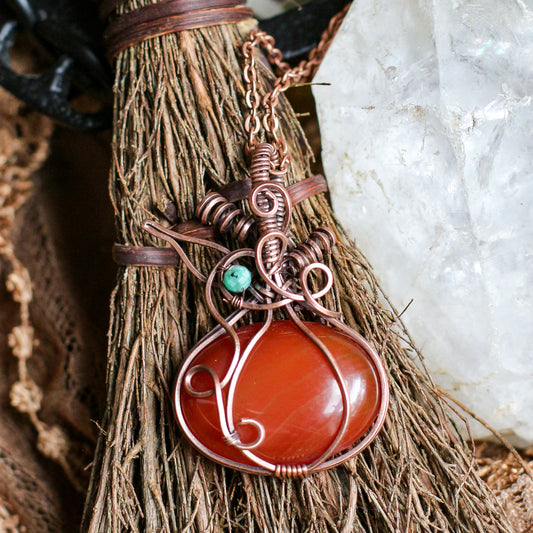 SPECIAL Carnelian & Aged Copper Pumpkin Necklace
