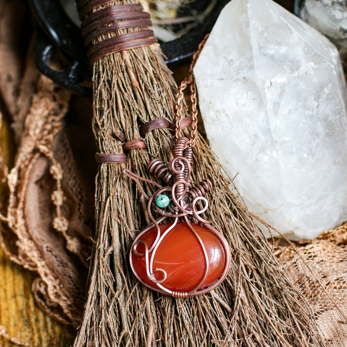 SPECIAL Carnelian & Aged Copper Pumpkin Necklace