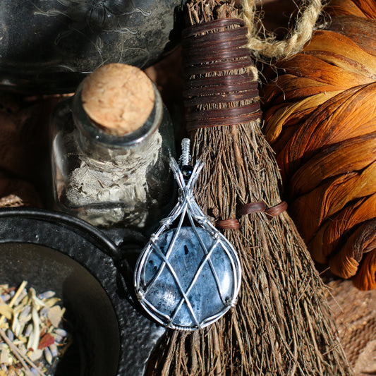 Larvikite & Sterling Silver Necklace