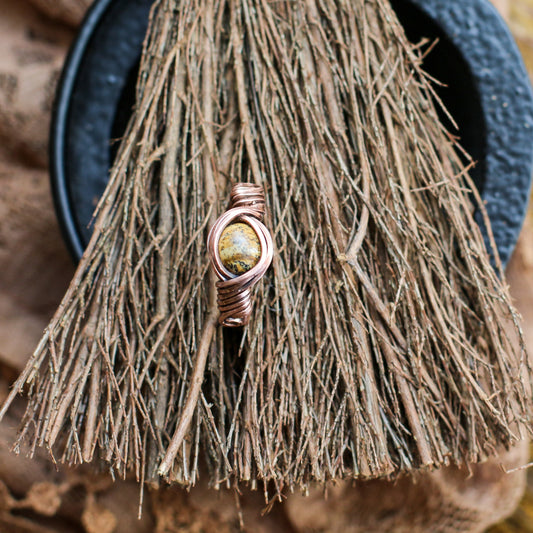 Picture Jasper & Aged Copper Ring (SIZE 8)