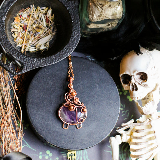 SPECIAL Amethyst "Bubble Cauldron" Necklace (Aged Copper)