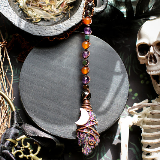 Kyanite Witches Broom Necklace with Aged Copper Wire