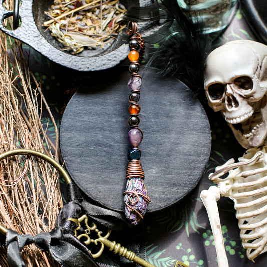 Kyanite Witches Broom Necklace (Aged Copper)