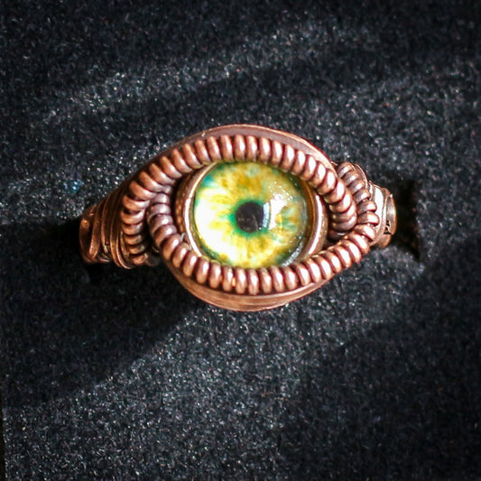 SPECIAL Light Green/Hazel Eyeball Ring with Copper (SIZE 9)