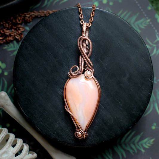 Pink Opal & Aged Copper Necklace