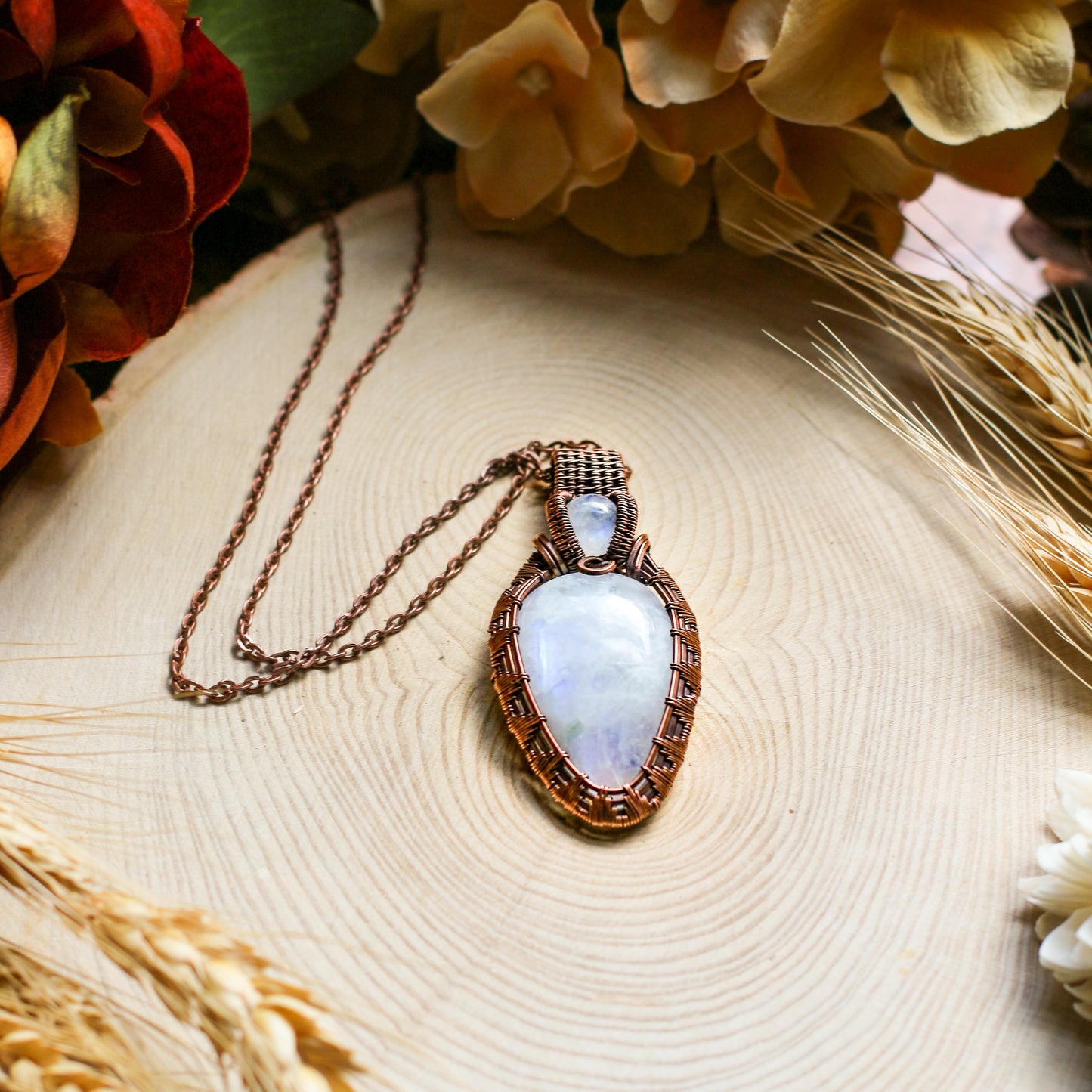 SPECIAL Large Double Moonstone & Aged Copper Necklace