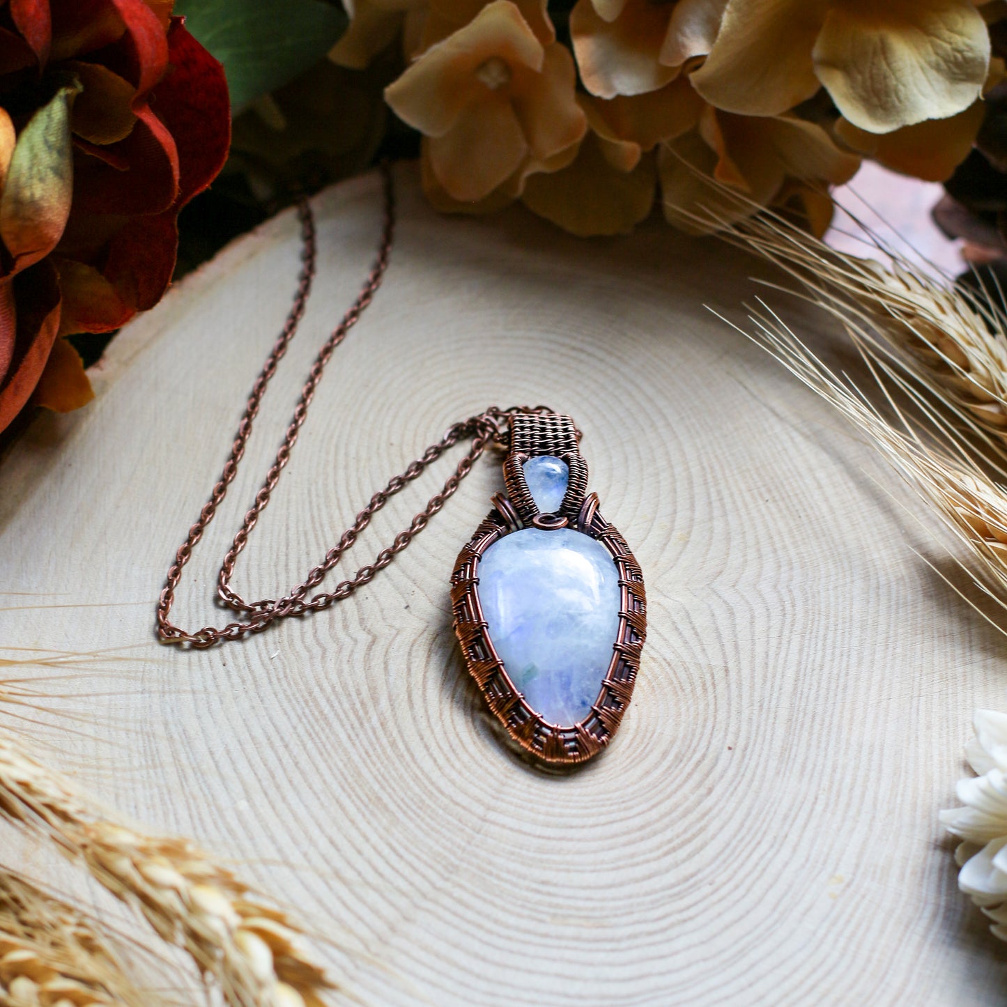 SPECIAL Large Double Moonstone & Aged Copper Necklace