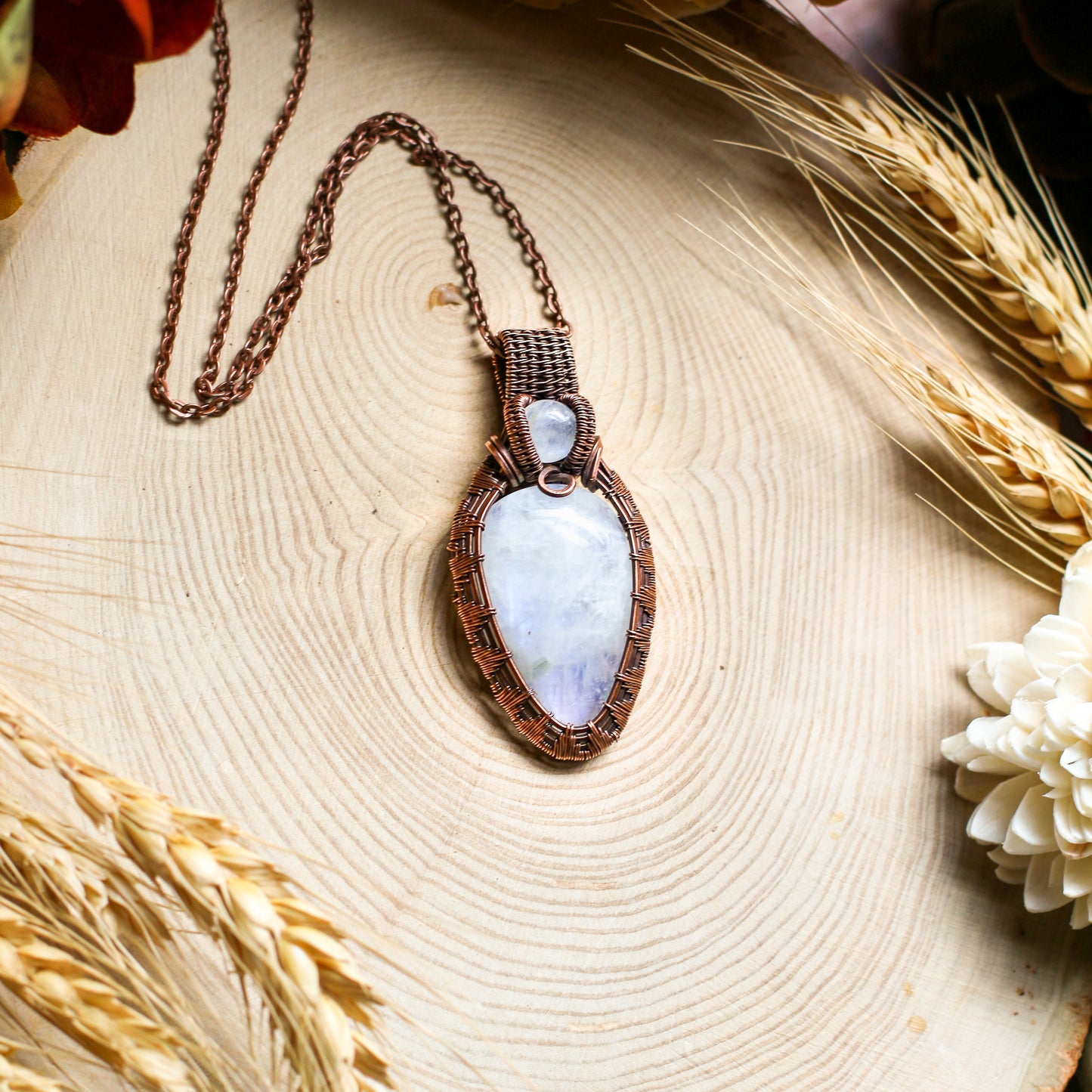 SPECIAL Large Double Moonstone & Aged Copper Necklace