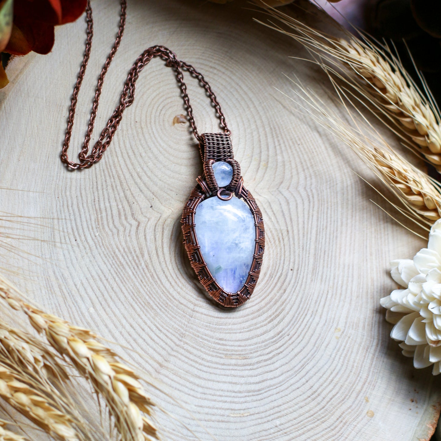 SPECIAL Large Double Moonstone & Aged Copper Necklace