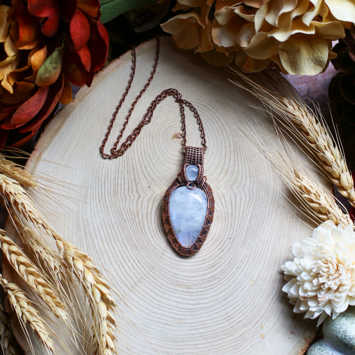SPECIAL Large Double Moonstone & Aged Copper Necklace