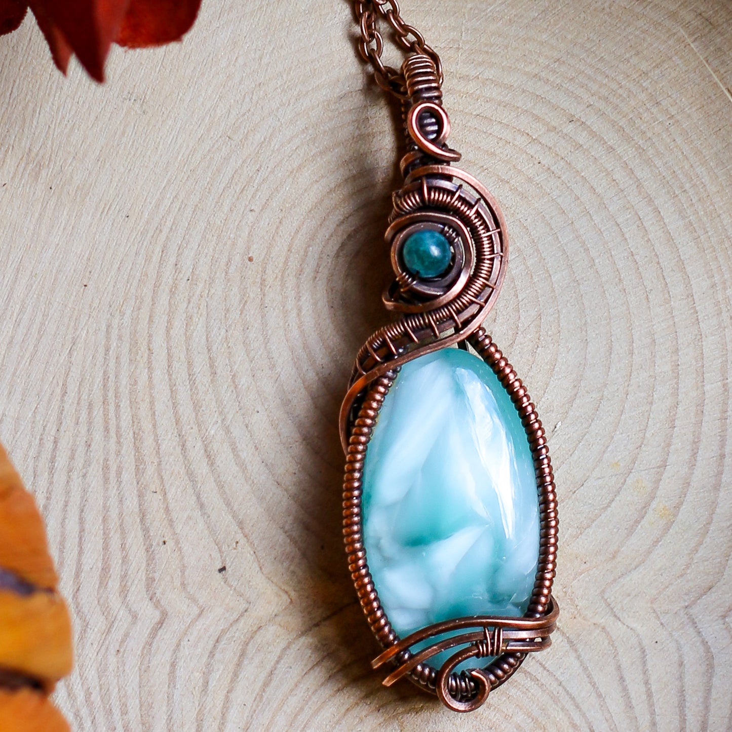 RARE Hemimorphite & Blue Apatite Necklace (Aged Copper)