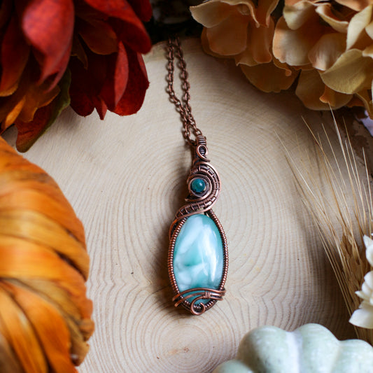 RARE Hemimorphite & Blue Apatite Necklace (Aged Copper)