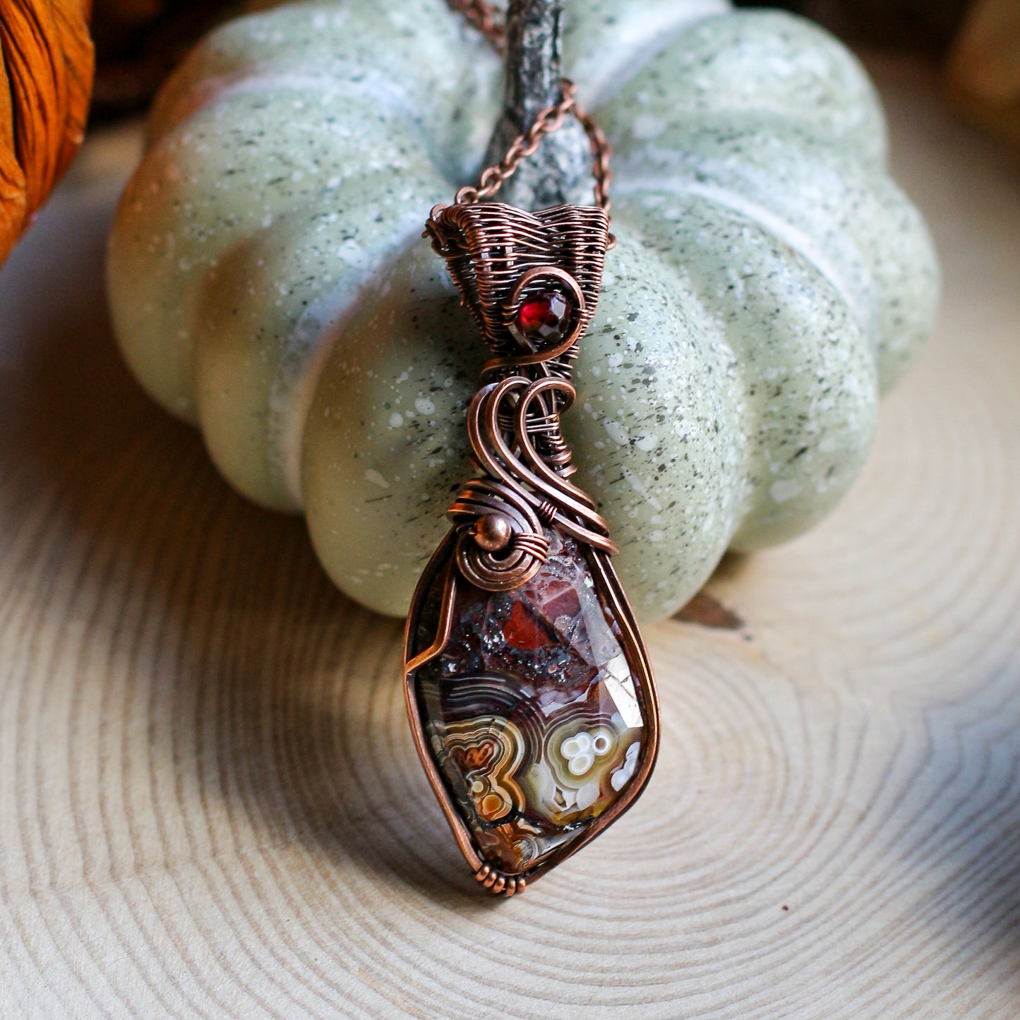 BOLD Faceted Crazy Lace Agate & Garnet Necklace
