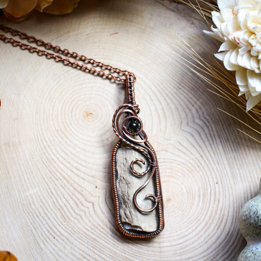 RARE Old Joliet Prison Fragment Necklace (Aged Copper & Obsidian)