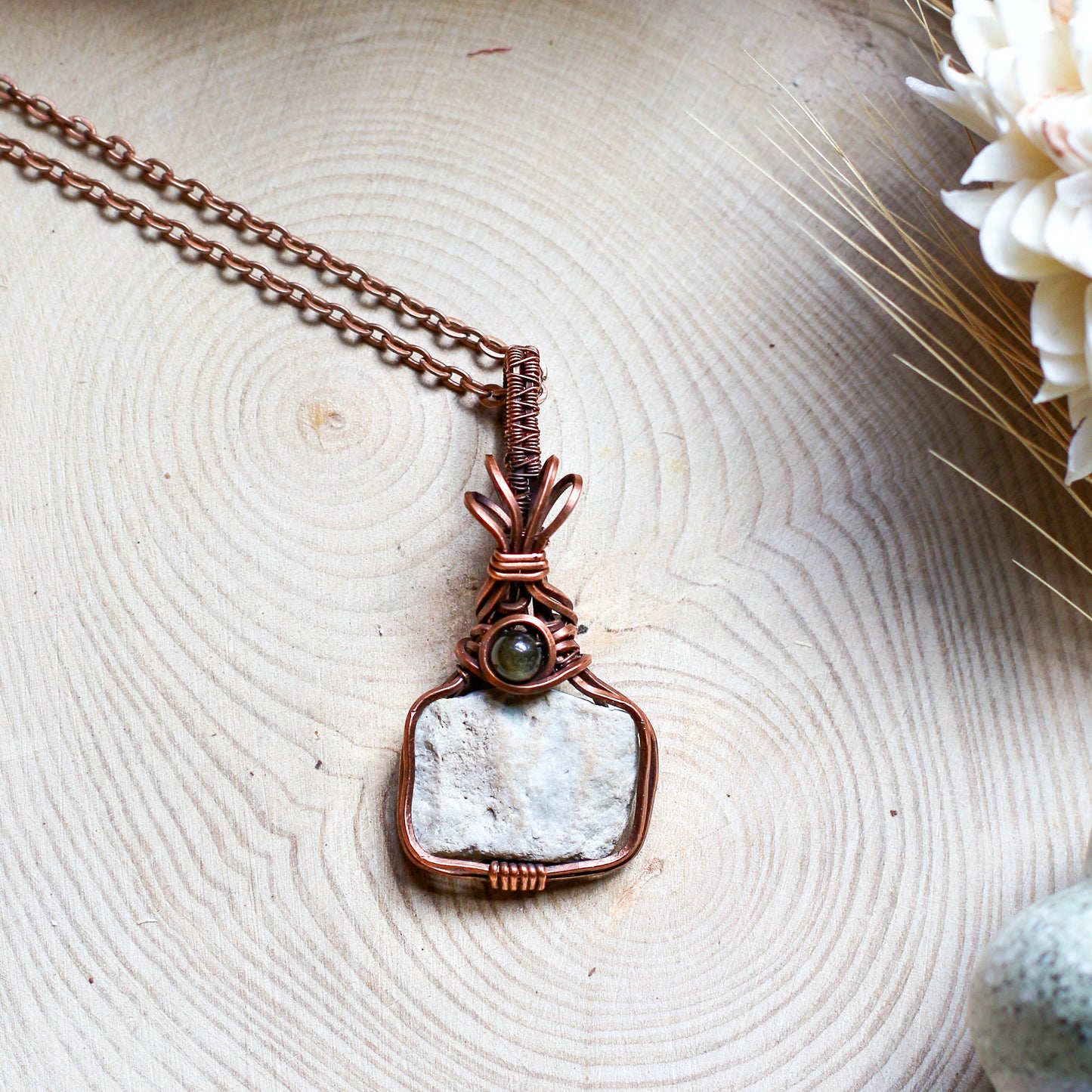 RARE Small Old Joliet Prison Fragment Necklace (Aged Copper & Sheen Obsidian)