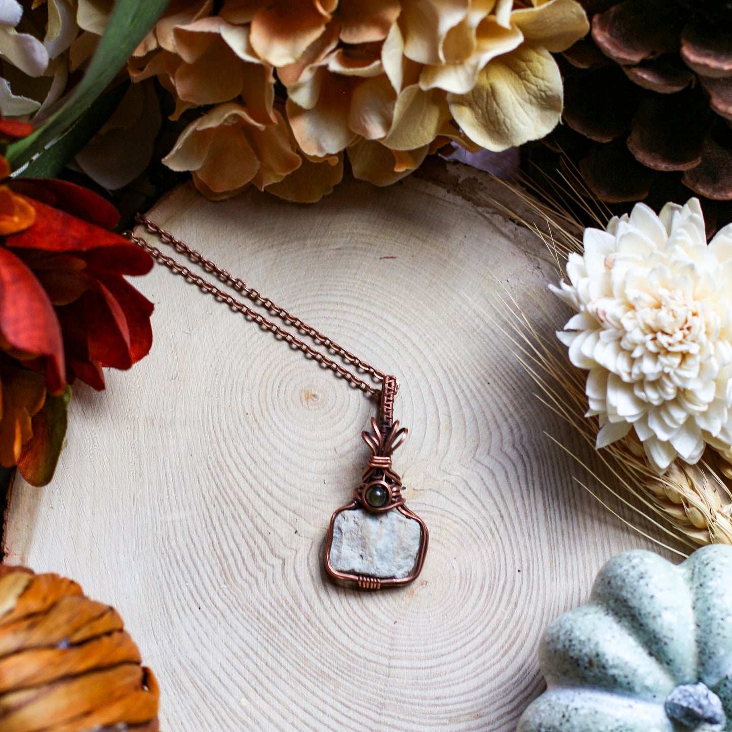 RARE Small Old Joliet Prison Fragment Necklace (Aged Copper & Sheen Obsidian)
