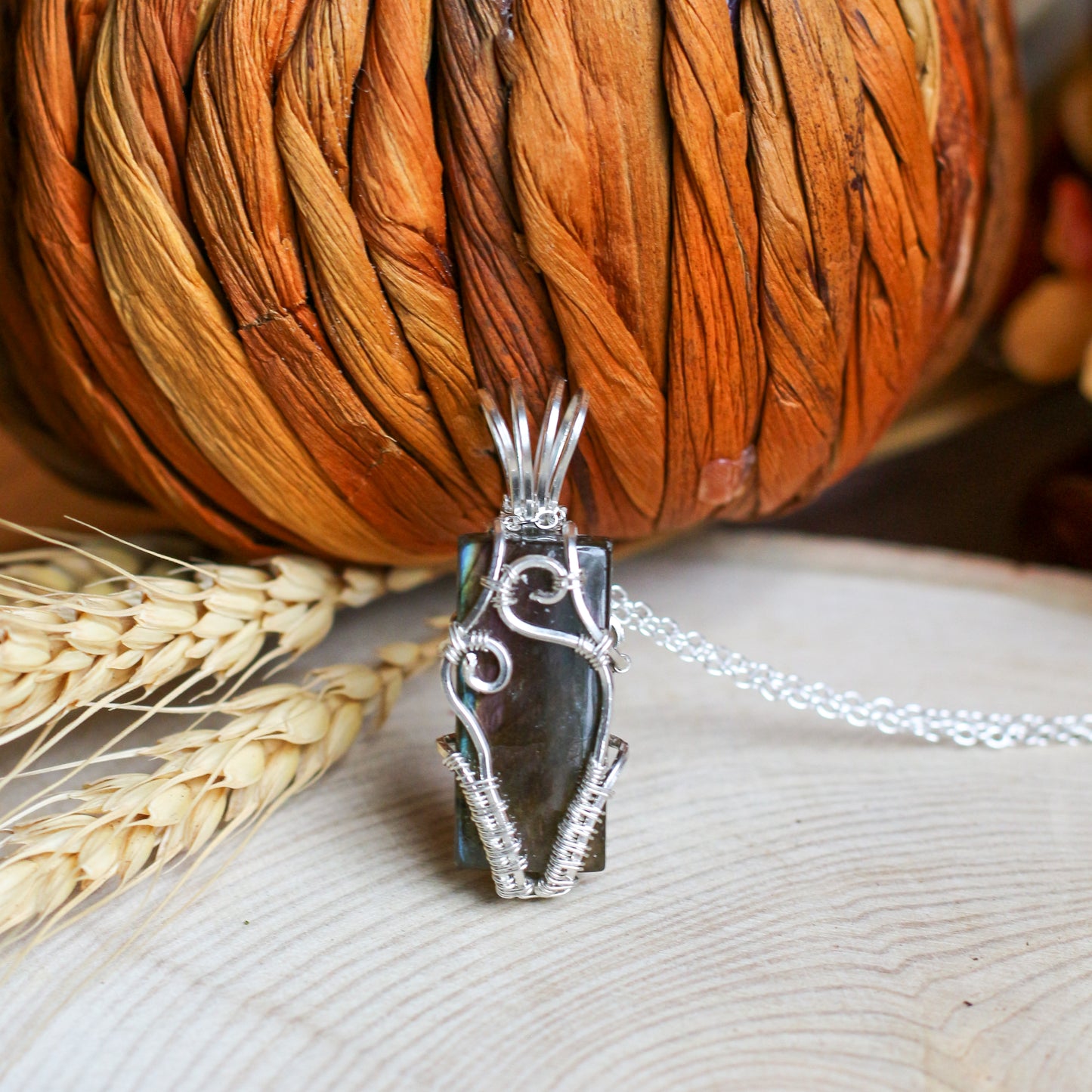 FLASHY Small Purple Labradorite & Sterling Silver Necklace