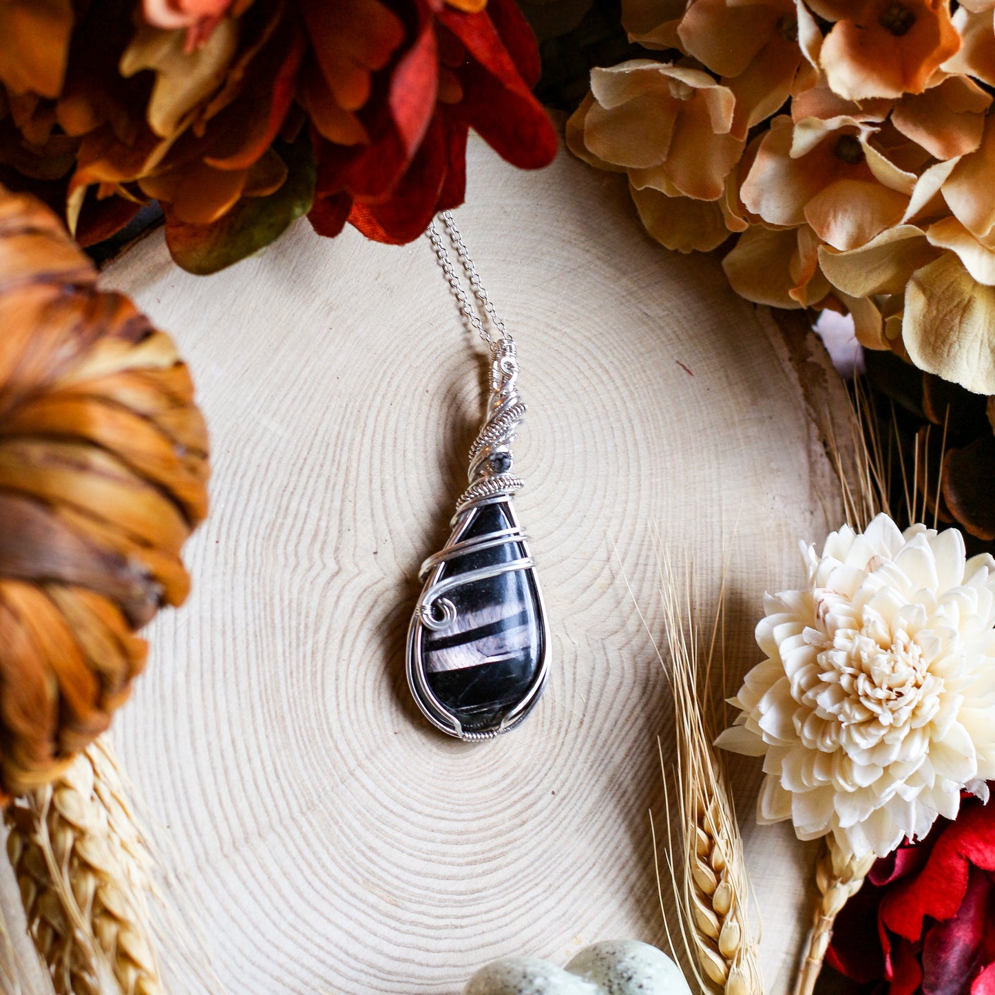 SPECIAL (Large High Quality) Hypersthene & Sterling Silver Necklace