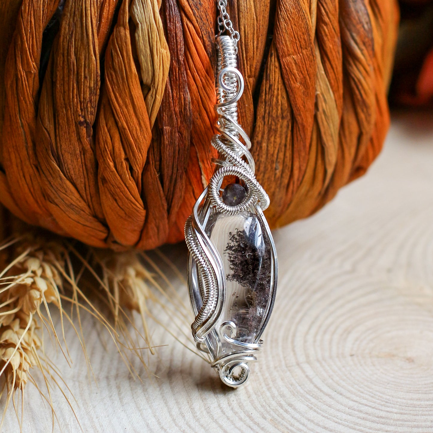 Special Garden "Ghost" Quartz & Sterling Silver Necklace