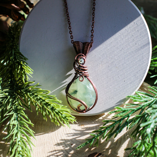 Prehnite & Aged Copper Necklace