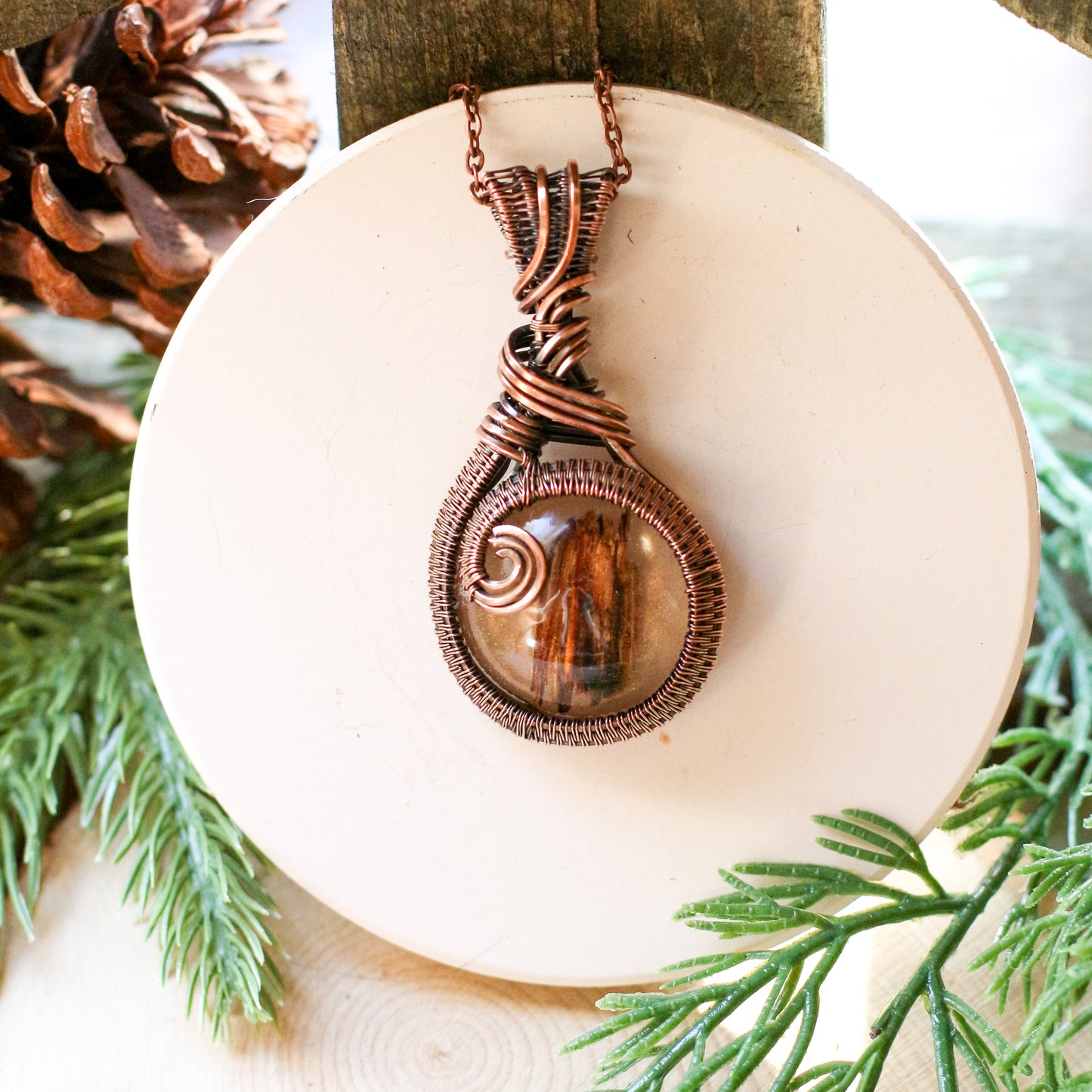 Large Genuine Arnold Estate (Conjuring House) Wood Fragment Necklace (Aged Copper)