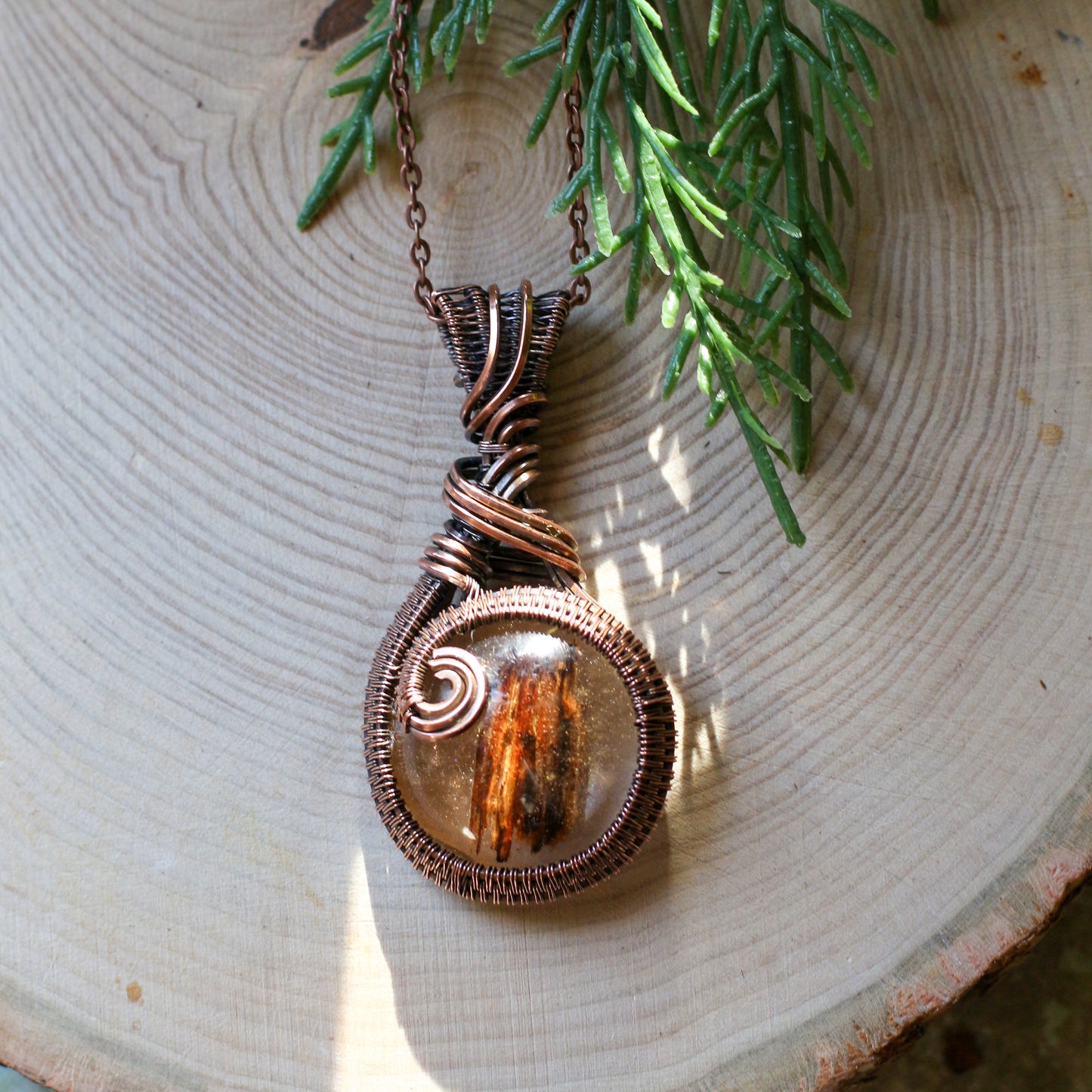 Large Genuine Arnold Estate (Conjuring House) Wood Fragment Necklace (Aged Copper)