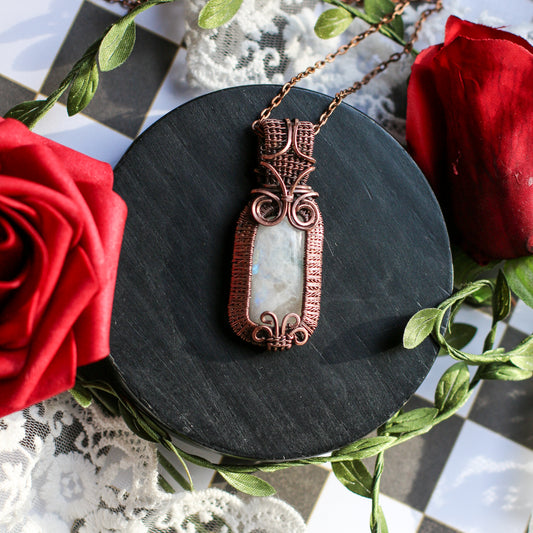 Moonstone & Aged Copper Necklace