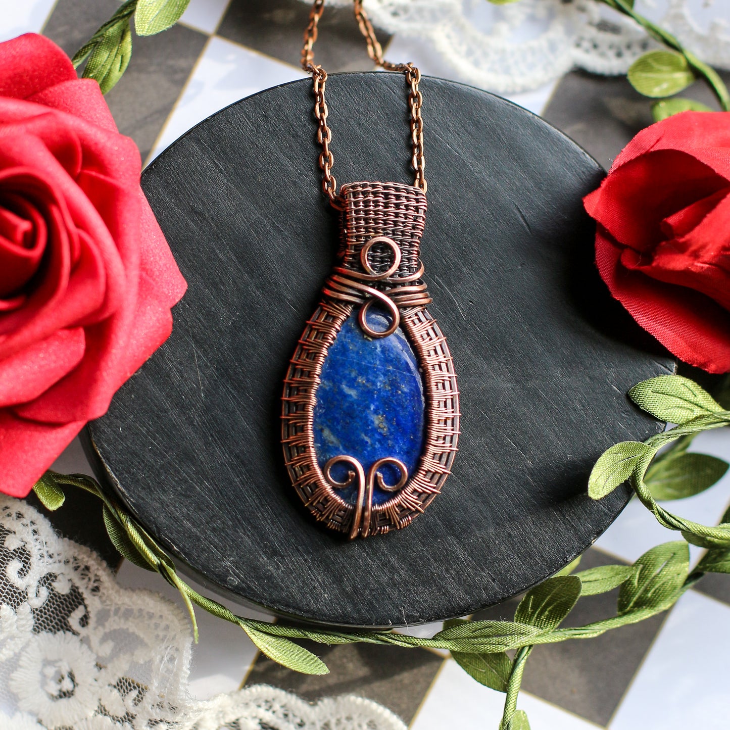 Bold Lapis Lazuli & Aged Copper Necklace