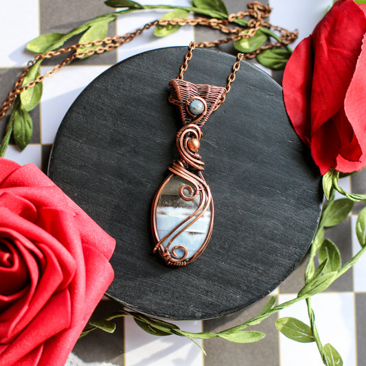 Blue Opal & Aged Copper Necklace