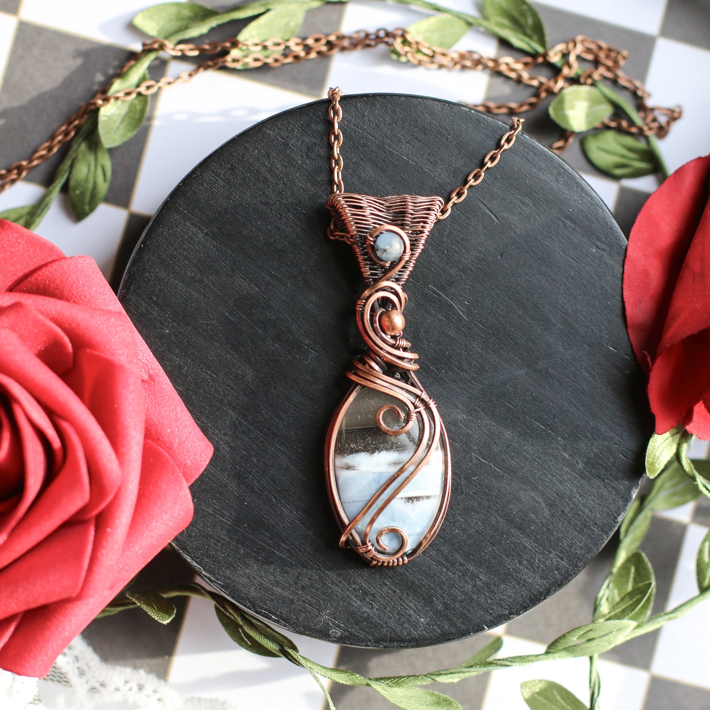 Blue Opal & Aged Copper Necklace