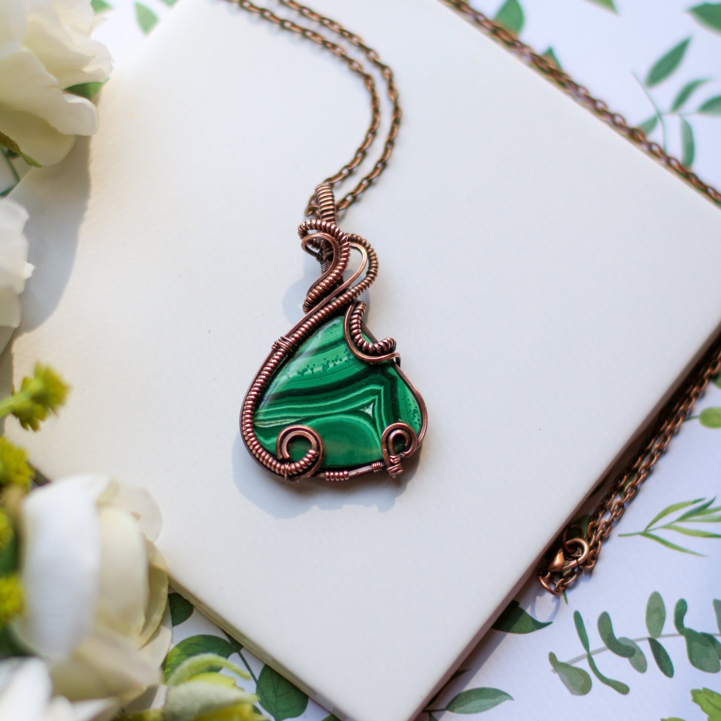 Malachite & Aged Copper Necklace