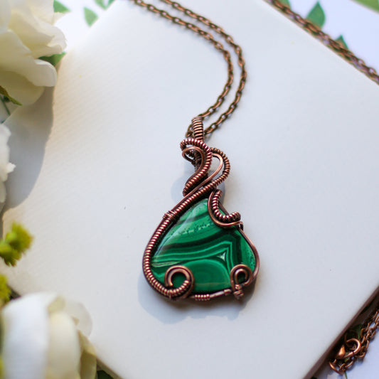 Malachite & Aged Copper Necklace