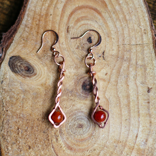 Carnelian Drop Earrings (Copper)