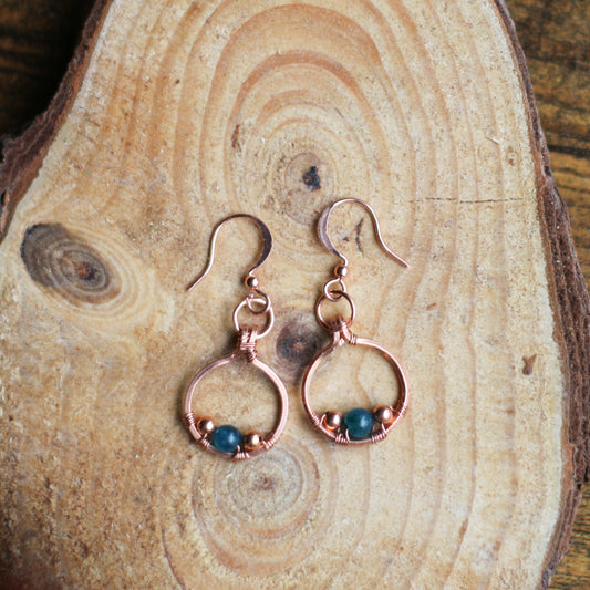 Blue Apatite & Copper Dangle Earrings