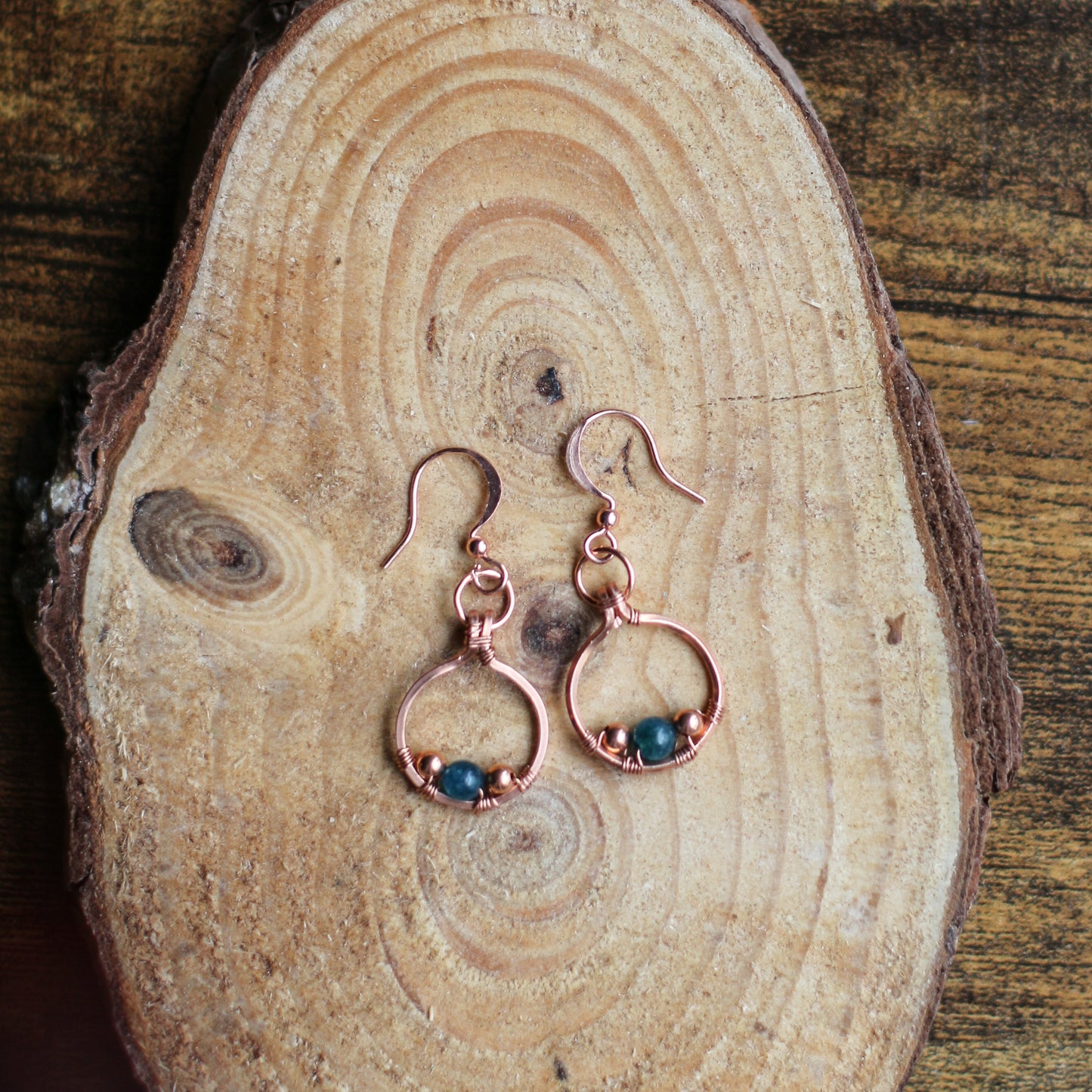 Blue Apatite & Copper Dangle Earrings