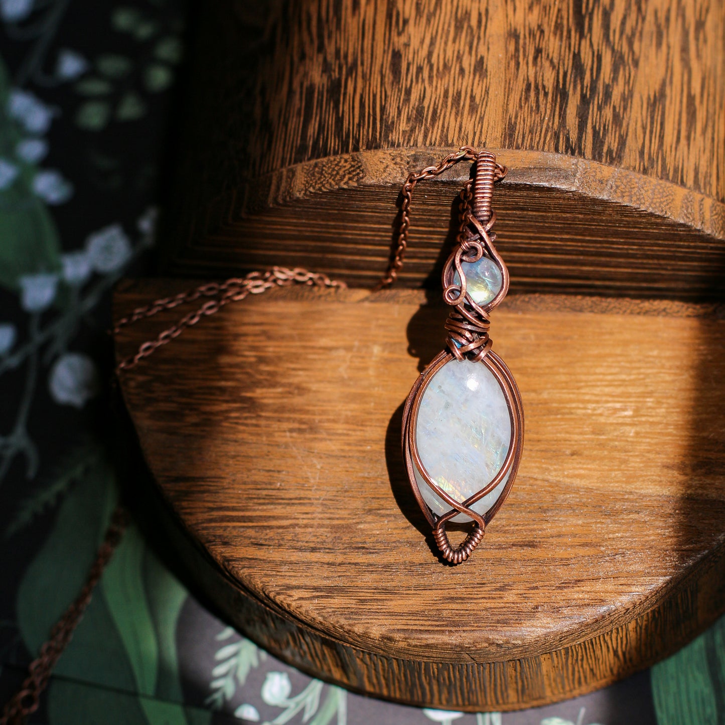 Double Moonstone & Aged Copper Necklace