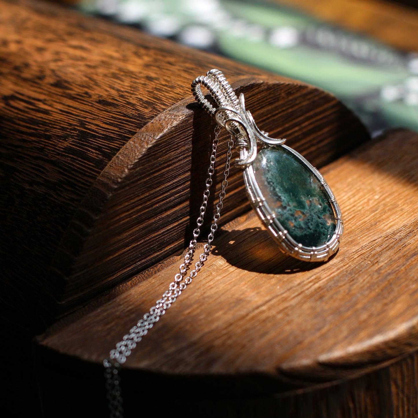 High Quality Moss Agate & Sterling Silver Necklace