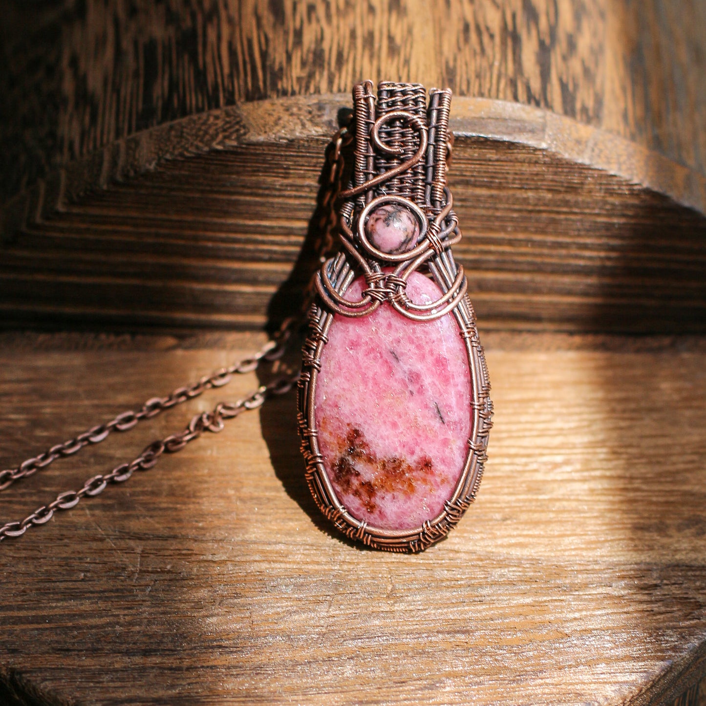 Rhodonite & Aged Copper Necklace