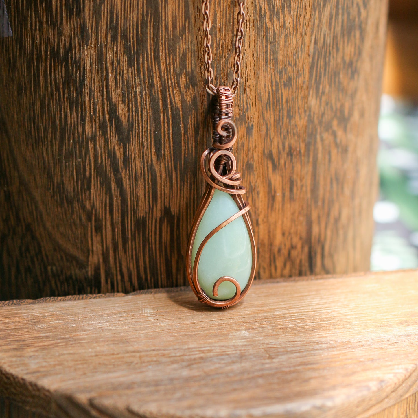 Light Amazonite & Aged Copper Necklace